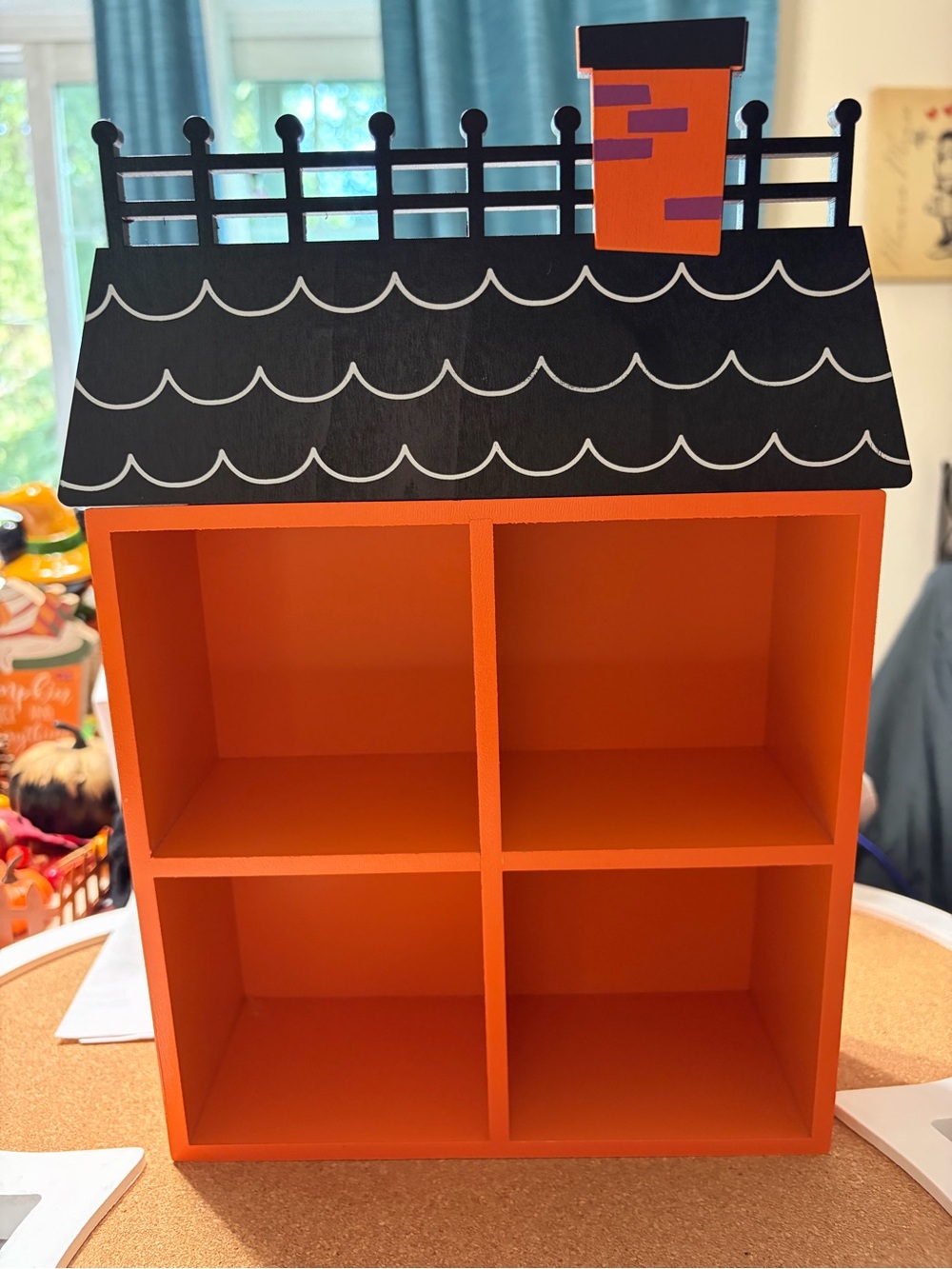 Halloween Decorative  Shelf with Black Roof Accent